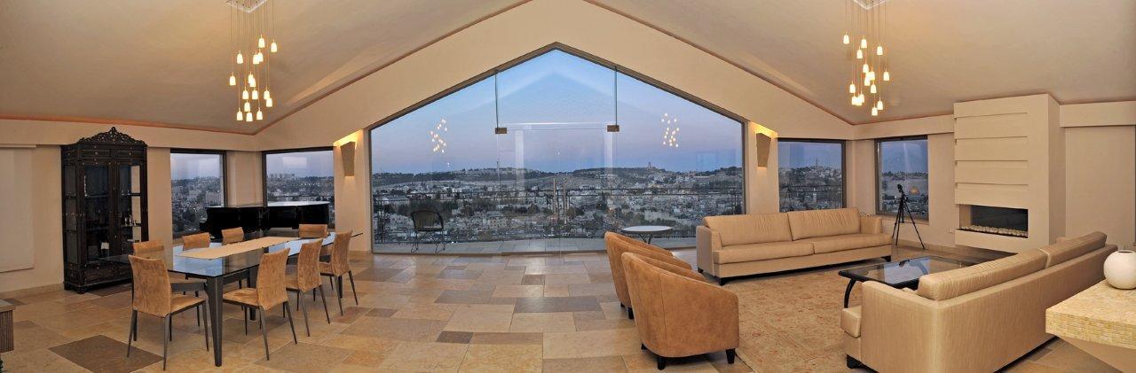 Unique one of a kind property with breathtaking views of Jerusalem from every window. High End Luxury, near Old City, available Sukkos. Click to view more